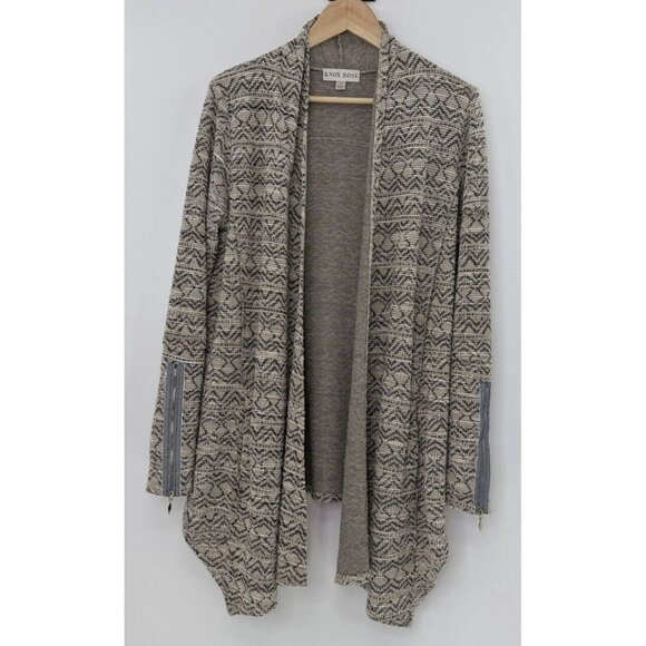 Knox Rose Sweaters - Knox Rose Aztec‎ Pattern Zip Sleeve Pockets Waterfall Cardigan Sz Sm, Boho, Ofc